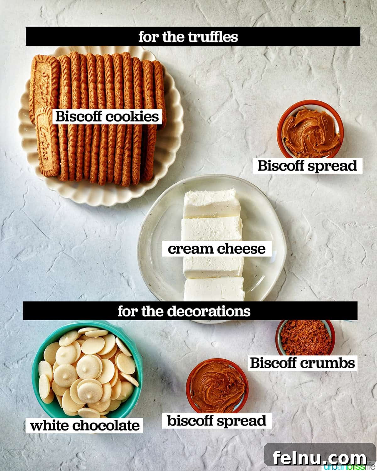 Biscoff Delights 4 All the essential ingredients needed to make delicious Biscoff truffles.