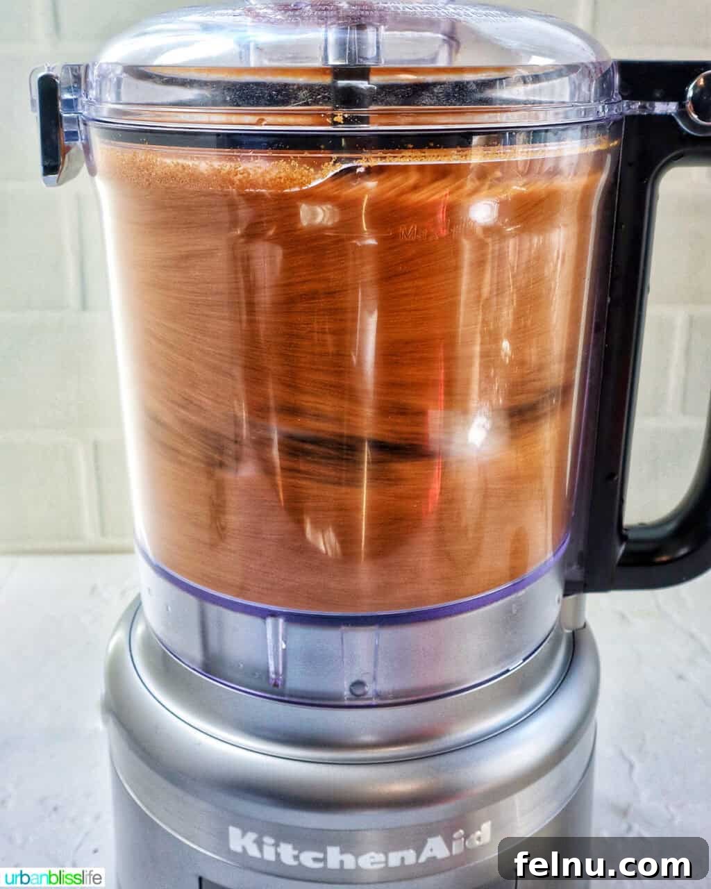 Biscoff Delights 7 The Biscoff truffle dough being mixed together in a food processor.