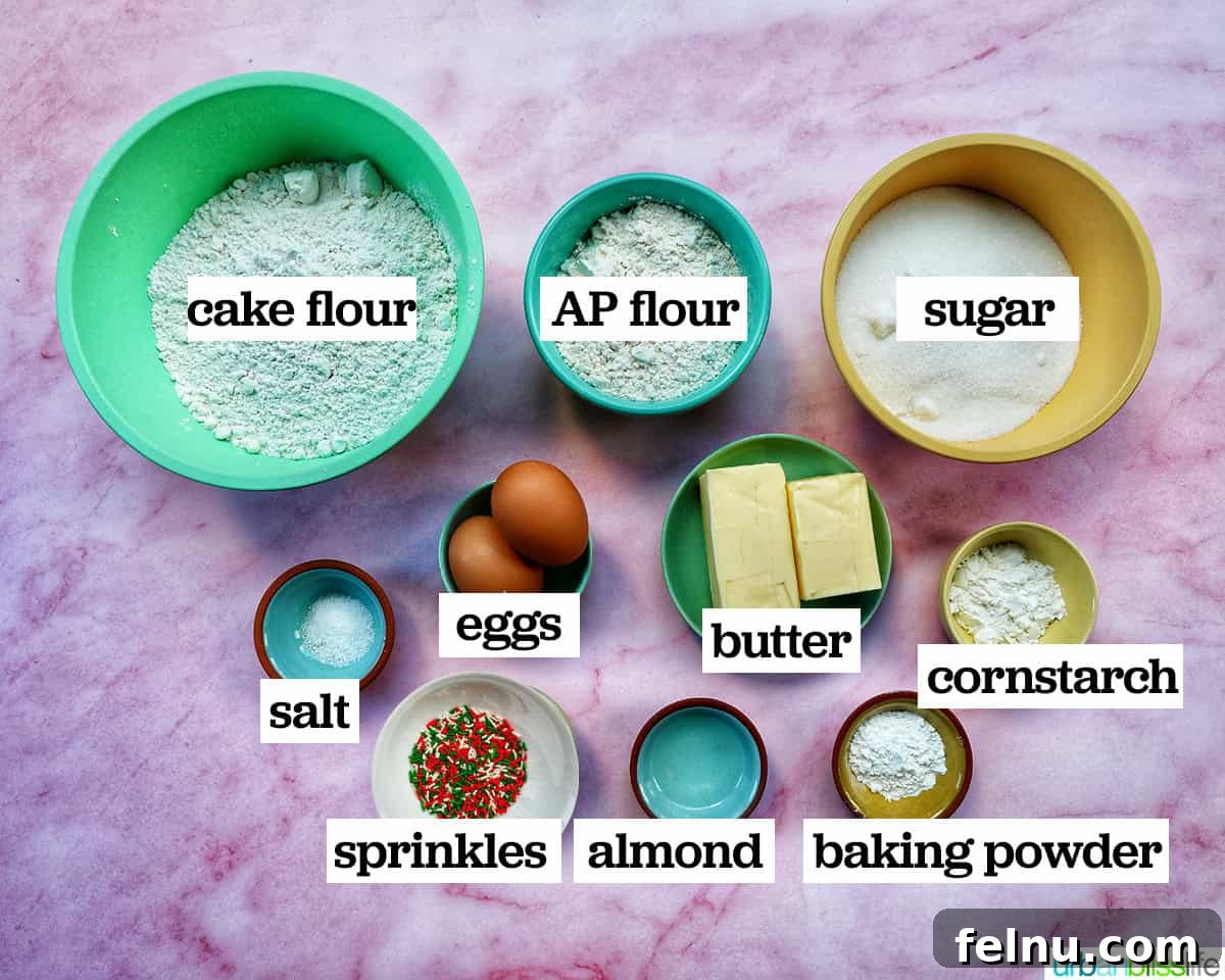 Ingredients for Almond Christmas Cookies