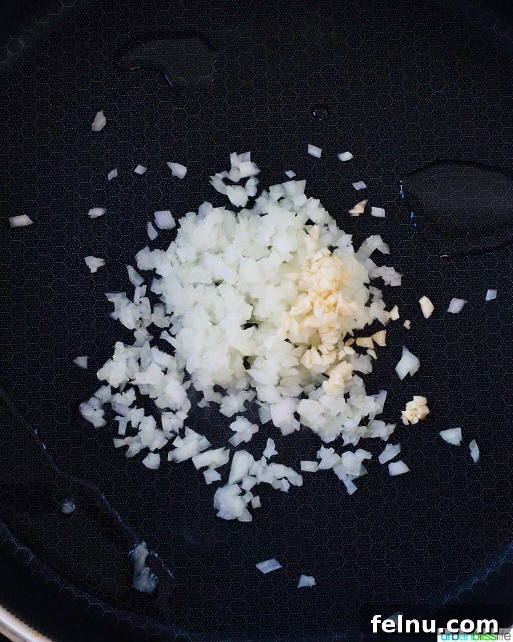 Minced garlic in a pan.