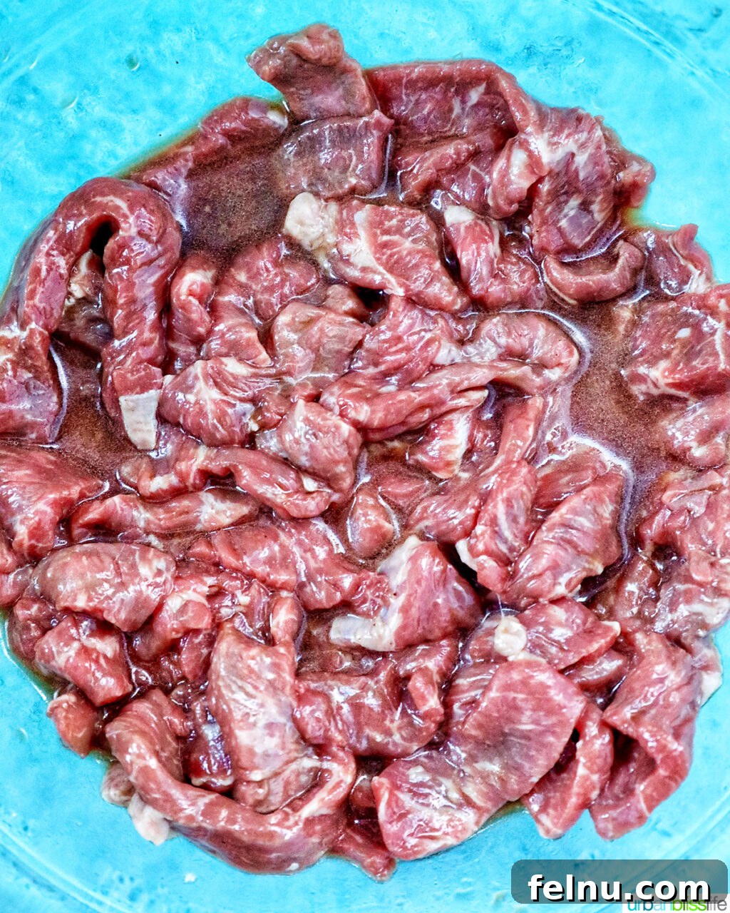 Savory Beef and Onion Skillet 6 Marinating sliced beef