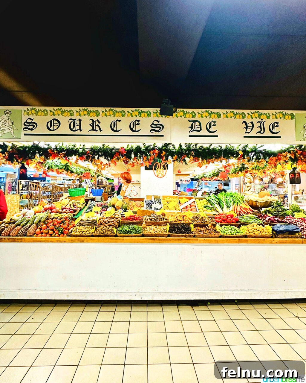 Fruit and vegetable stall at Les Halles Avignon food market