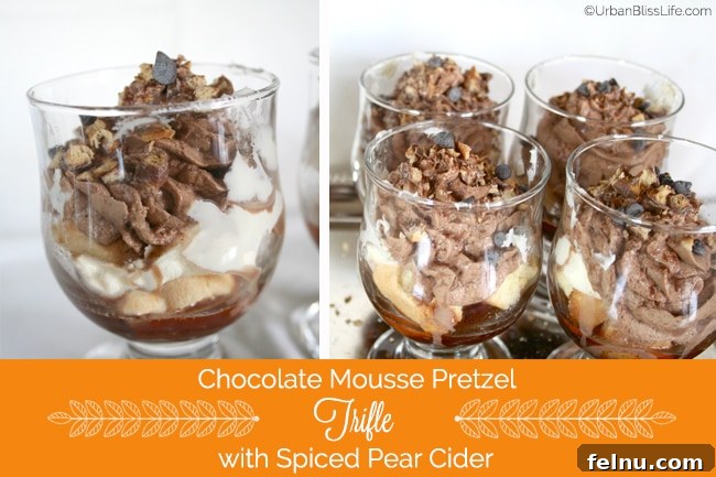 Spiced Pear Infused Chocolate Pretzel Trifle 2 Chocolate Mousse Pretzel Trifle with Spiced Pear Cider recipe
