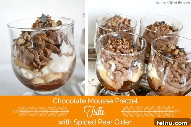 Chocolate Mousse Pretzel Trifle with Spiced Pear Cider recipe