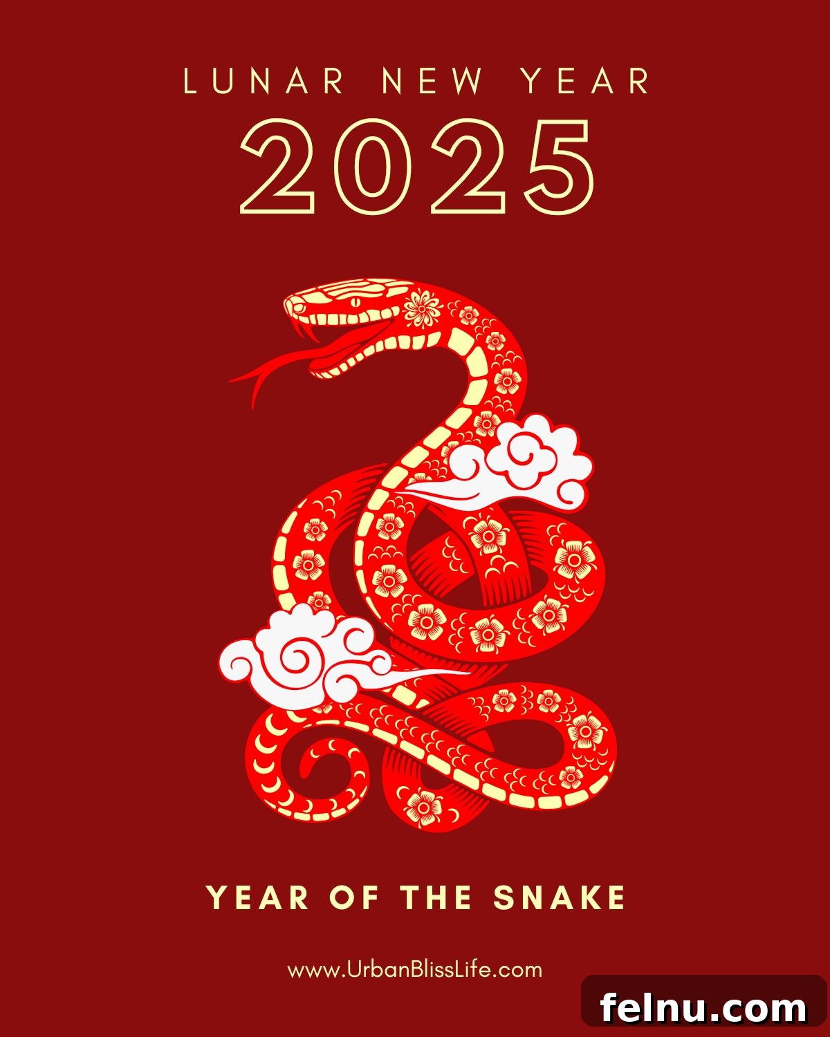 Delicious Recipes to Ring in the Lunar New Year 3 Lunar New Year 2025 graphic showcasing the Year of the Snake.
