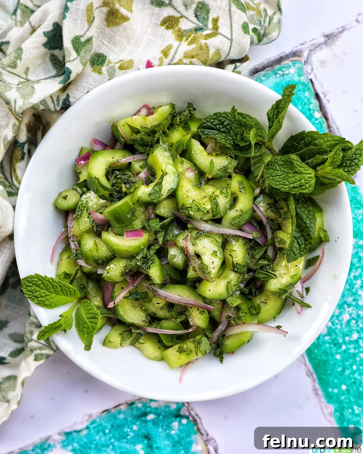 Cucumber Mint Delight 9 Cucumber Mint Salad Full Bowl