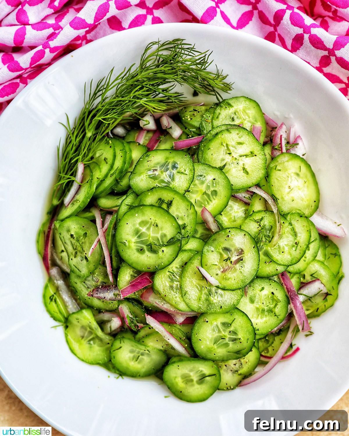 Garden Fresh Cucumber Dill Salad 3 bowl of cucumber dill salad.