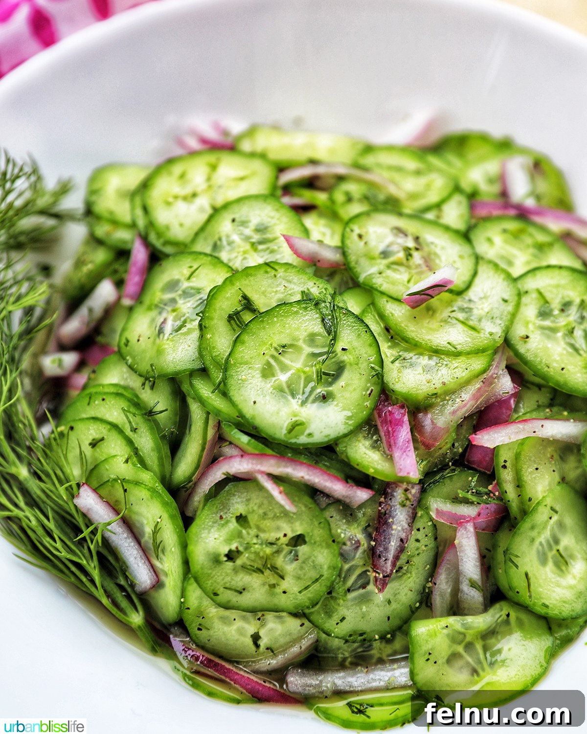 Garden Fresh Cucumber Dill Salad 7 bowl of cucumber dill salad.