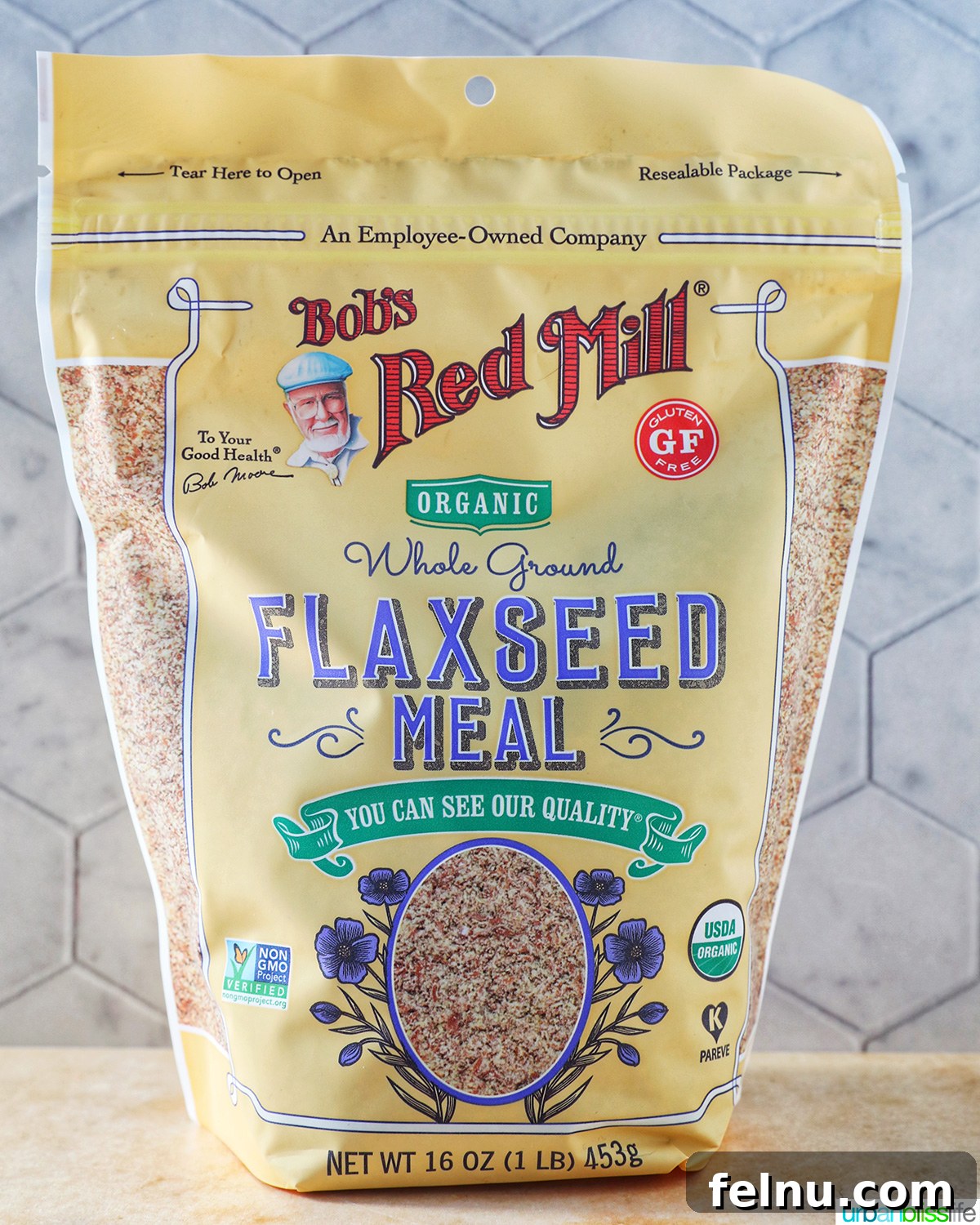 Seamless Swaps: Egg Substitutes for Every Dish 4 A package of finely ground flaxseed meal, ready to be used as a plant-based egg substitute.