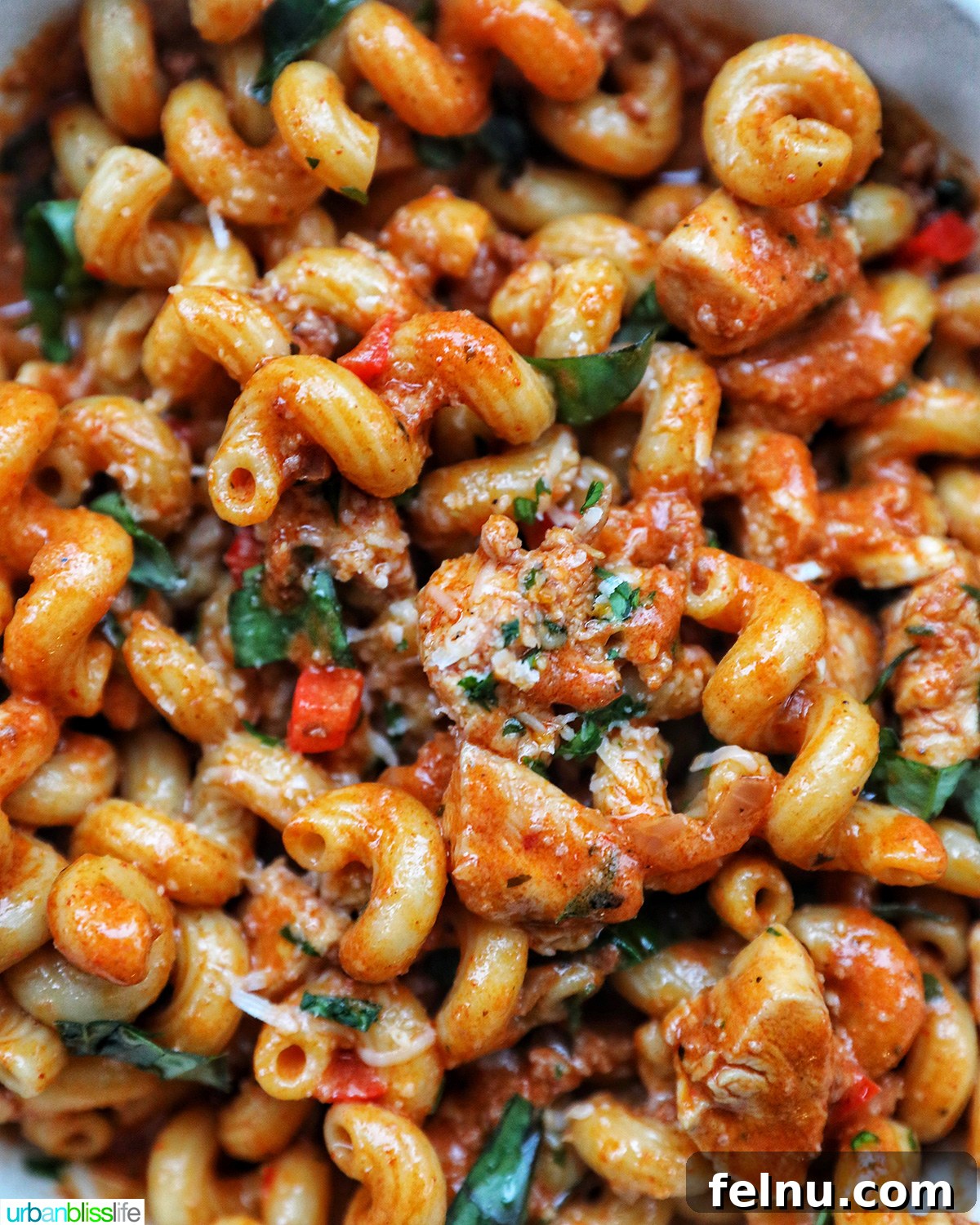Chorizo Chicken Pasta
Sizzling Chorizo Chicken Pasta 3 Close-up of flavorful chorizo chicken pasta.