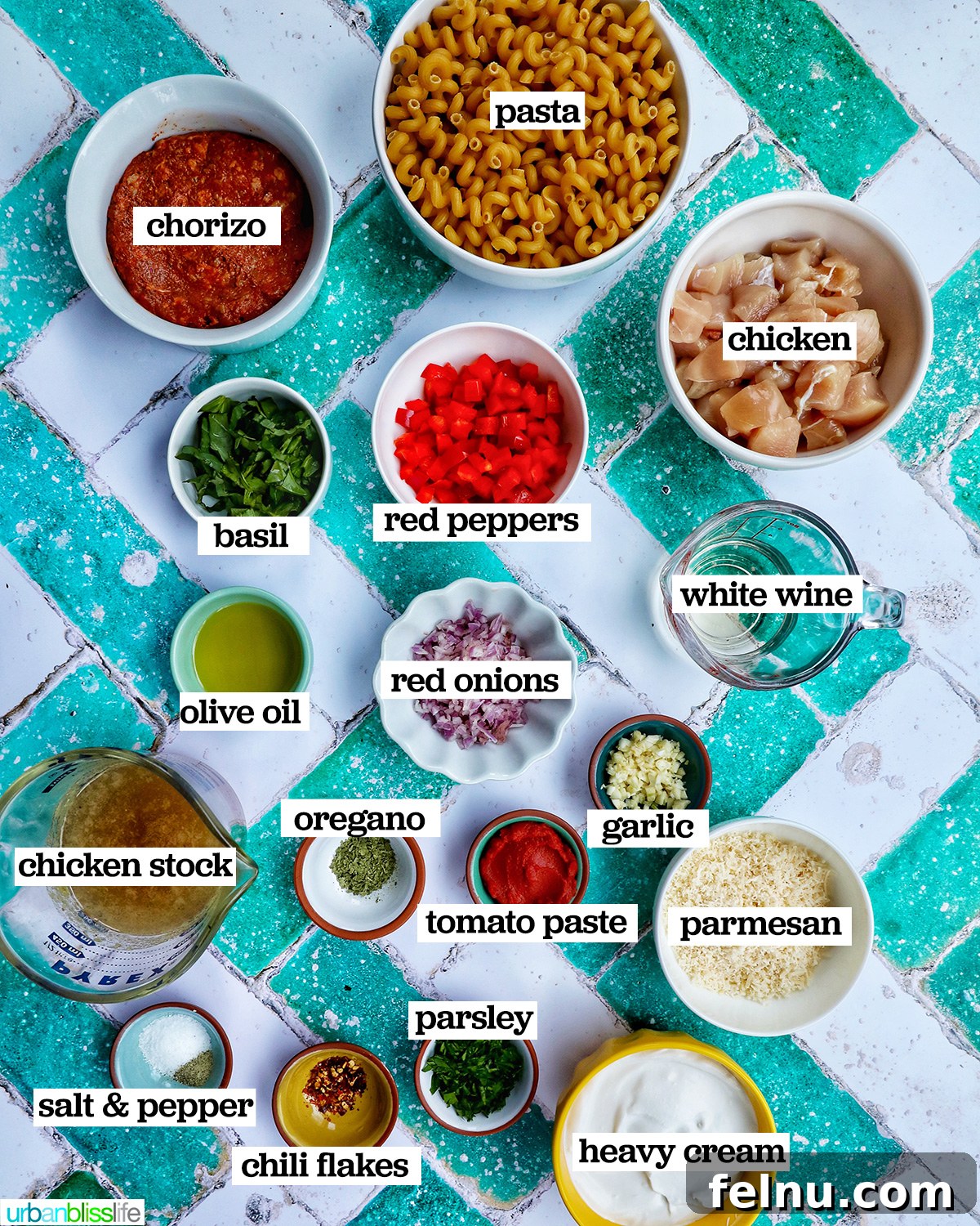 Chorizo Chicken Pasta
Sizzling Chorizo Chicken Pasta 4 All the ingredients to make chorizo chicken pasta.