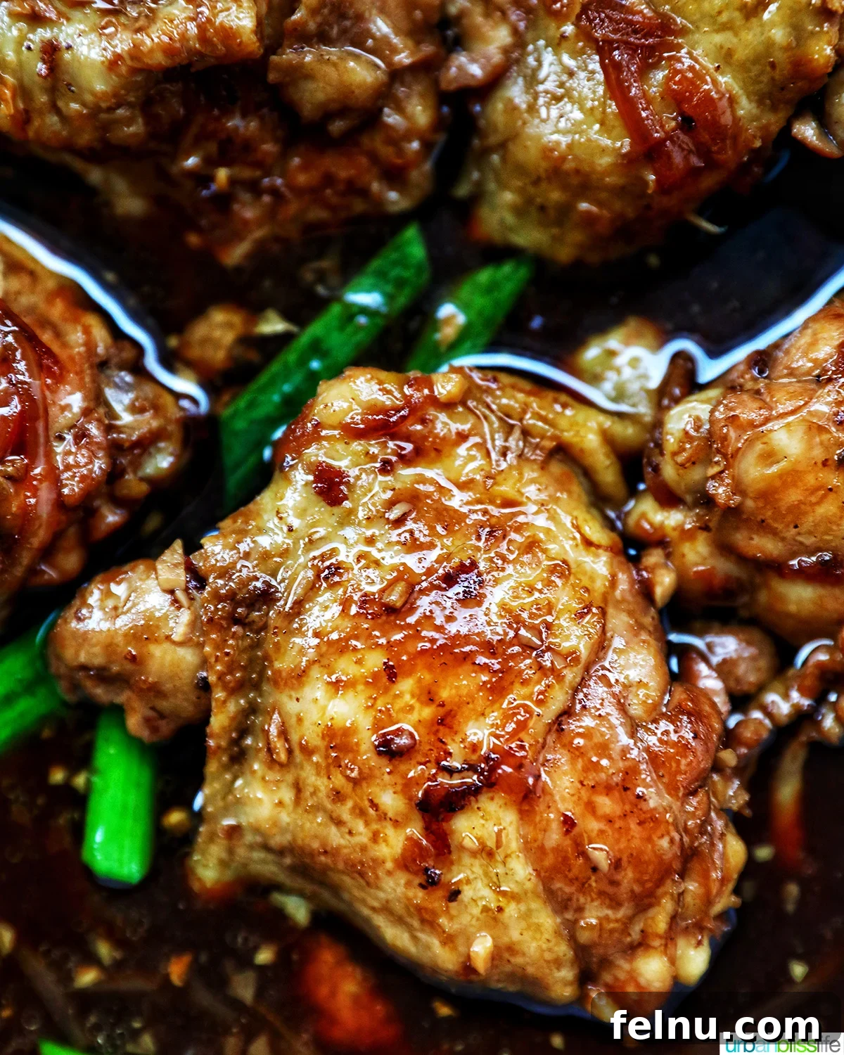 Fragrant Chinese Braised Chicken 2 Close-up of Chinese Braised Chicken with a rich, glossy sauce.