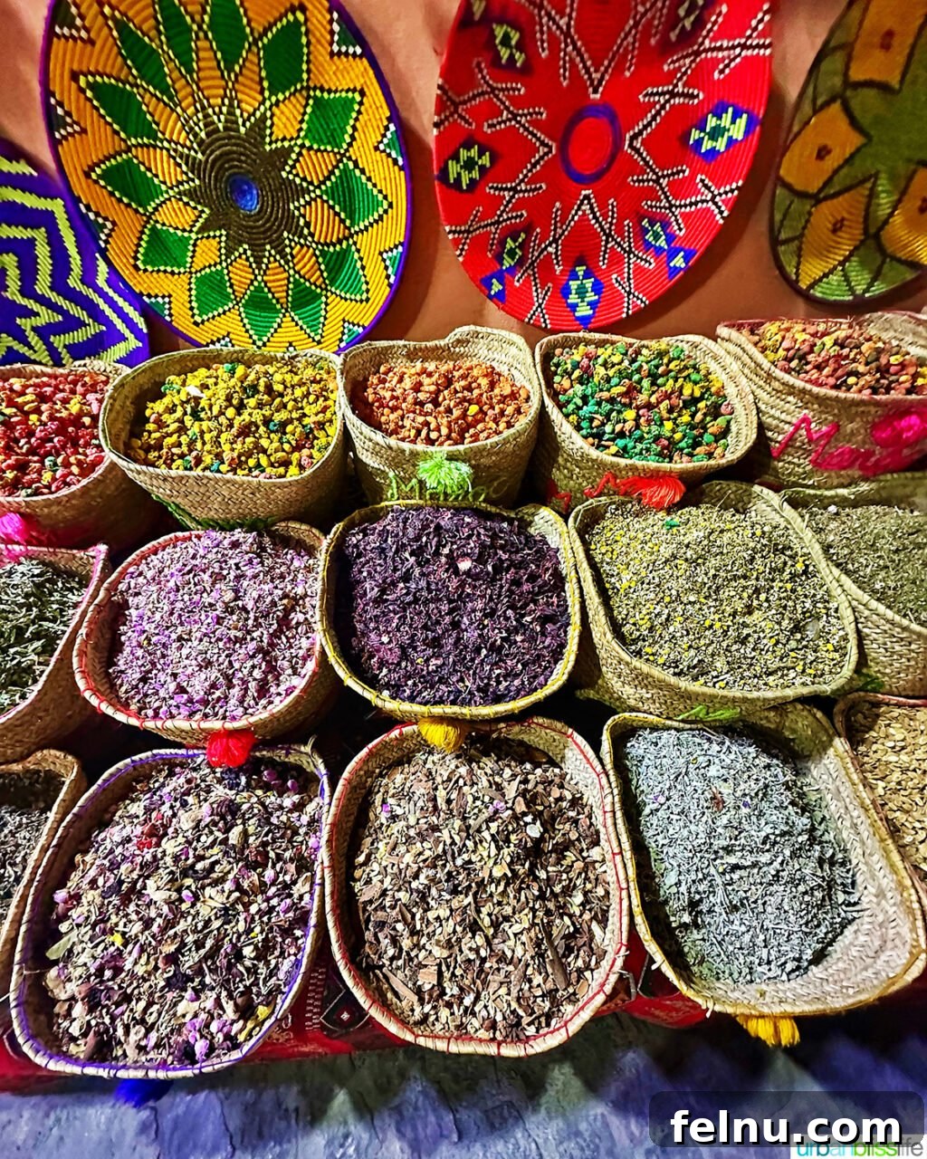 Morocco Unveiled: A 10-Day Journey from Coast to Desert 11 Spices on display during a Marrakech street food tour.