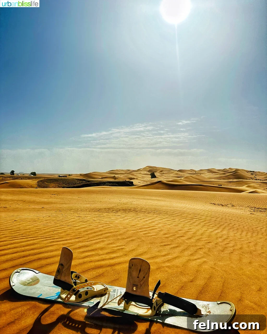 Morocco Unveiled: A 10-Day Journey from Coast to Desert 19 Sandboarding on a sand dune in the Sahara Desert under the sun.