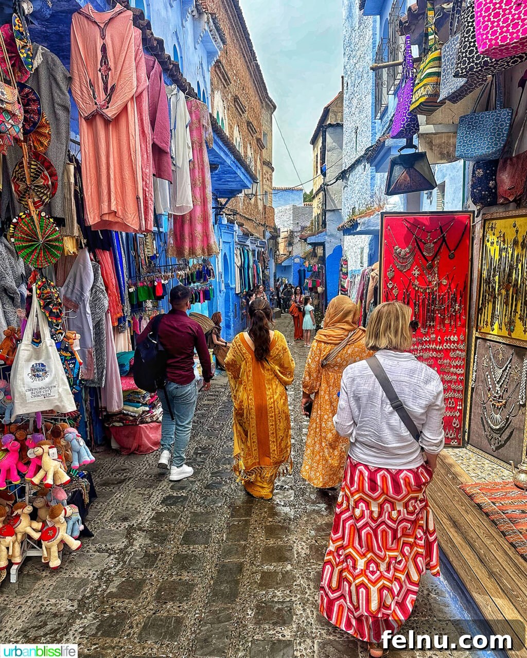Morocco Unveiled: A 10-Day Journey from Coast to Desert 25 Walking through an alley of shops in Chefchaouen, the blue city, Morocco.