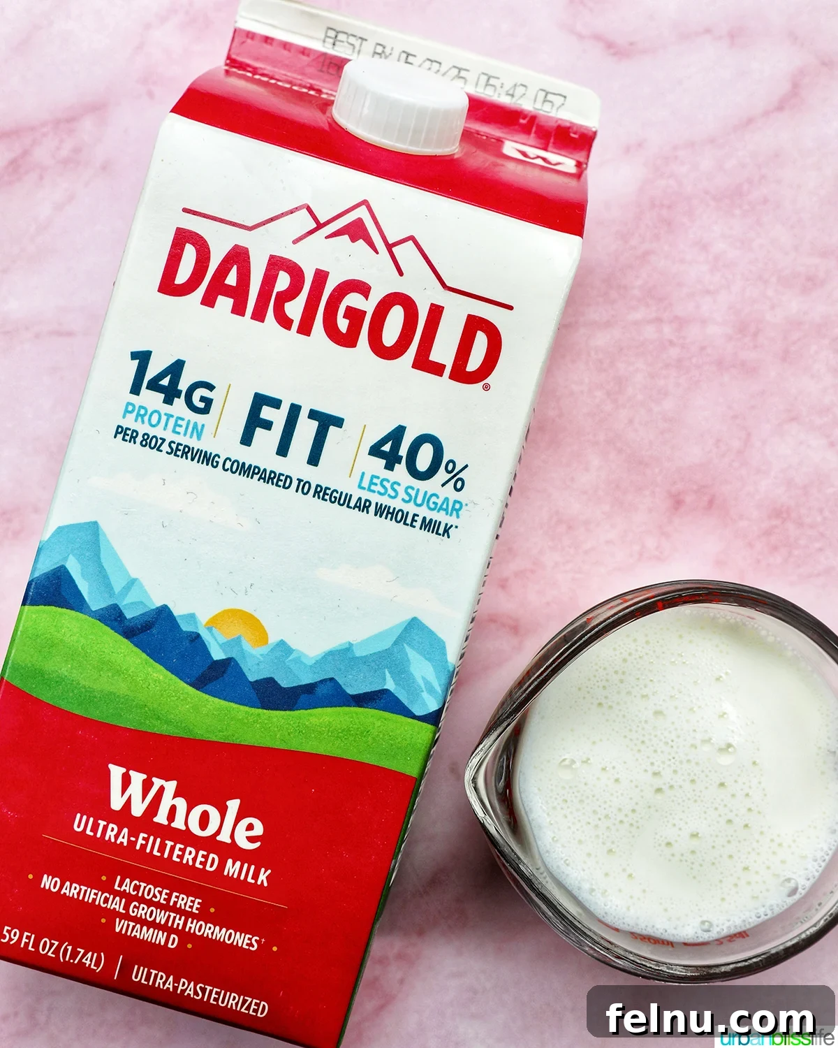 Overnight Berry Bliss 8 Darigold milk carton and a glass of milk, emphasizing fresh ingredients for overnight oats.