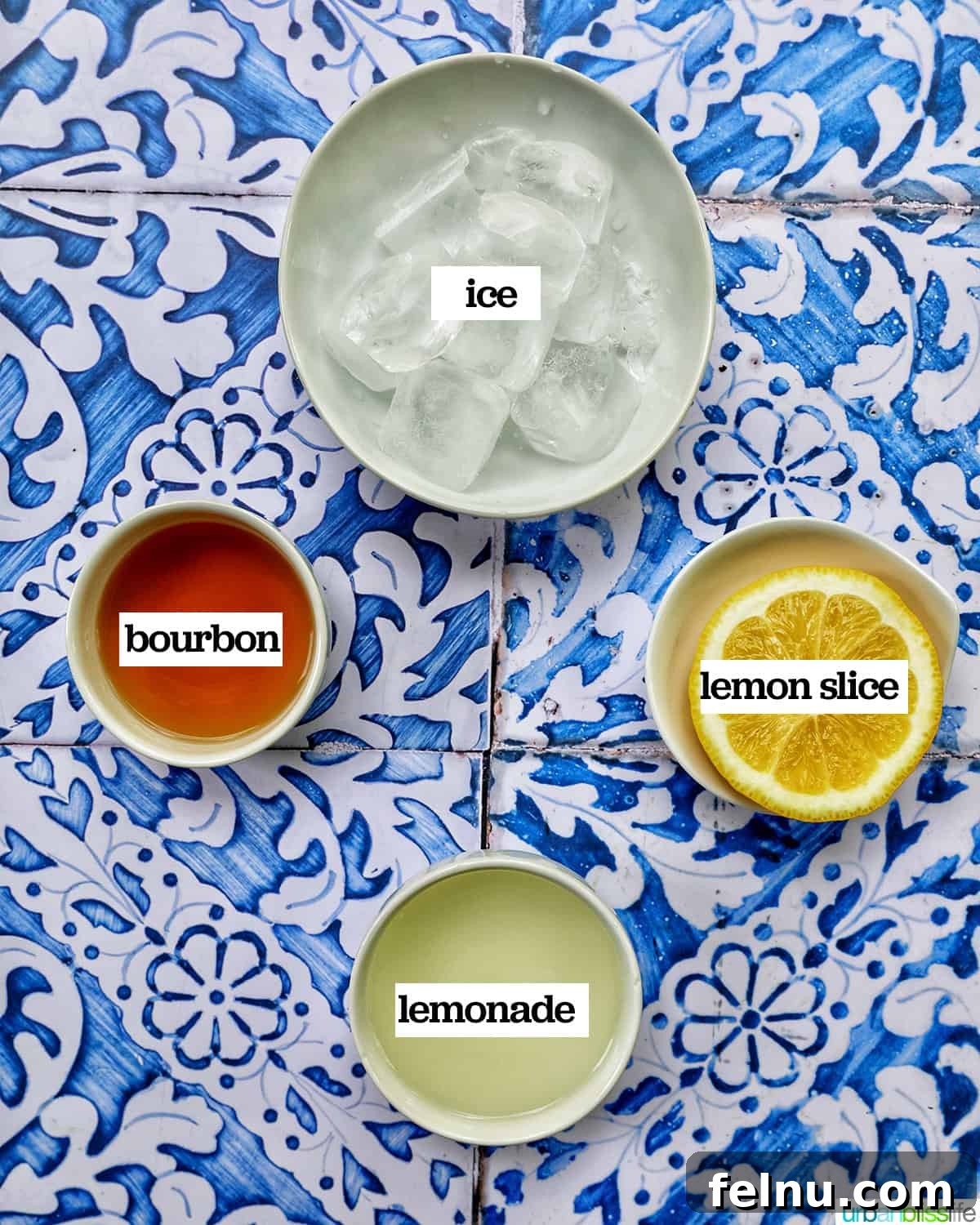 Bourbon Bliss: A Zesty Lemonade Twist 4 The key ingredients needed to make a delightful bourbon lemonade.