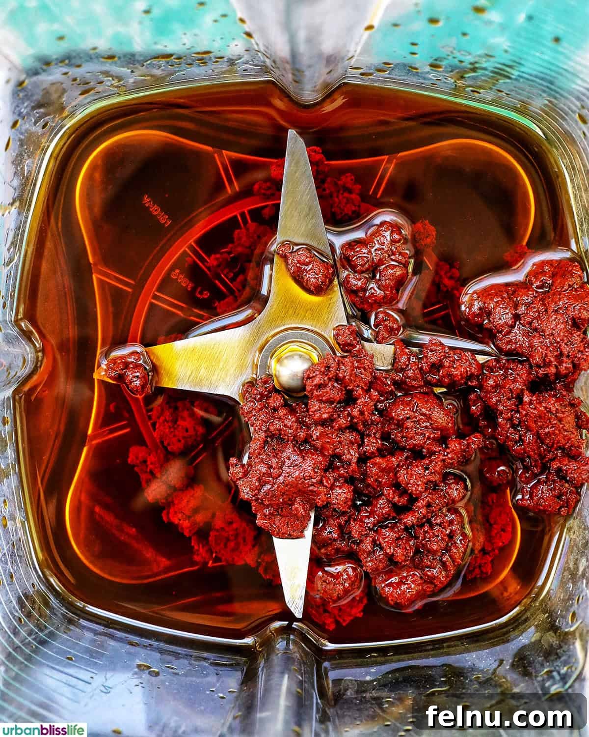 Chicken Inasal 6 Annatto paste and oil in a blender.