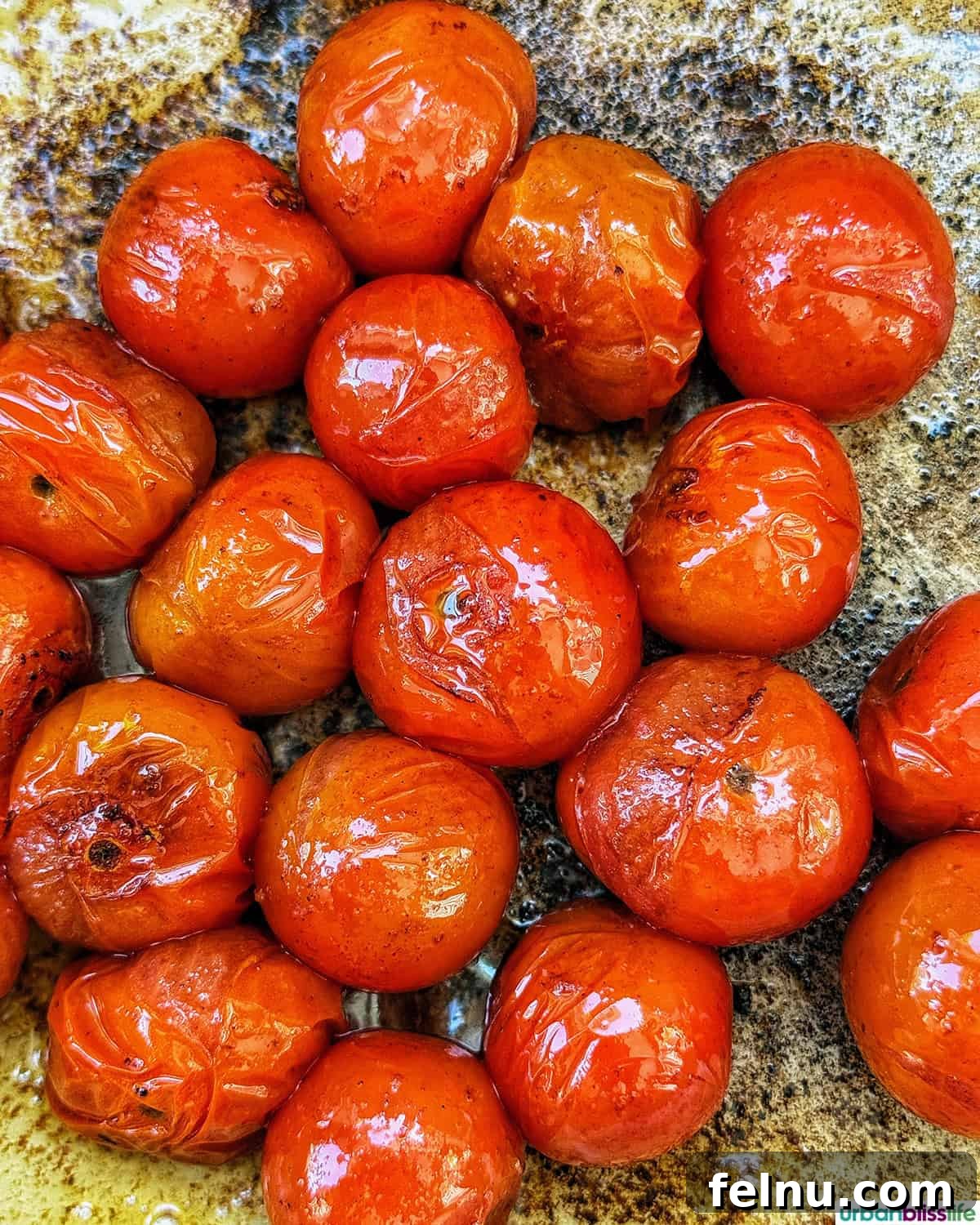 Vibrant Cherry Tomato Pesto Pasta 10 cherry tomatoes in a skillet.