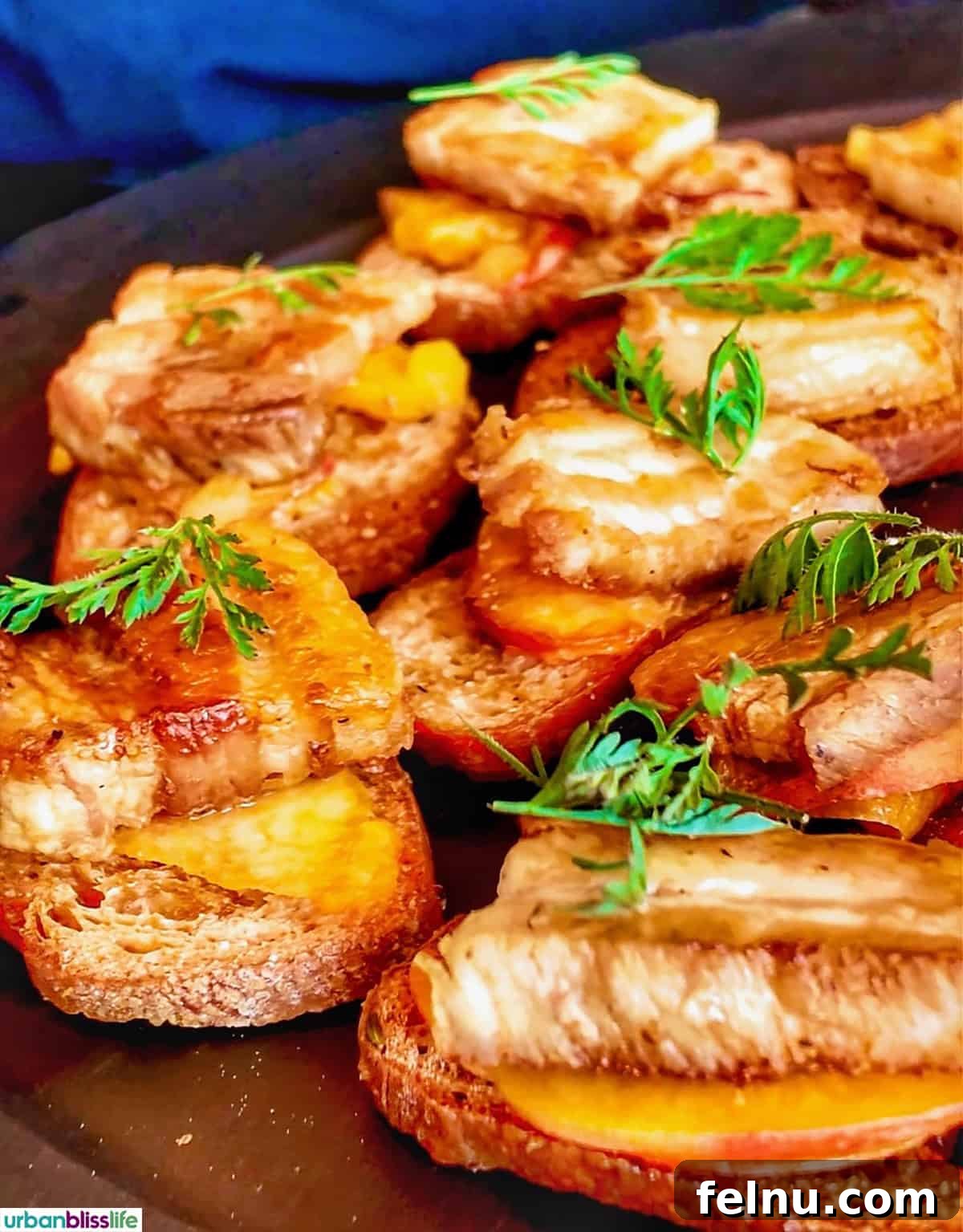 LucidWild Properties 6 Pork belly and peach crostini at LucidWild winery