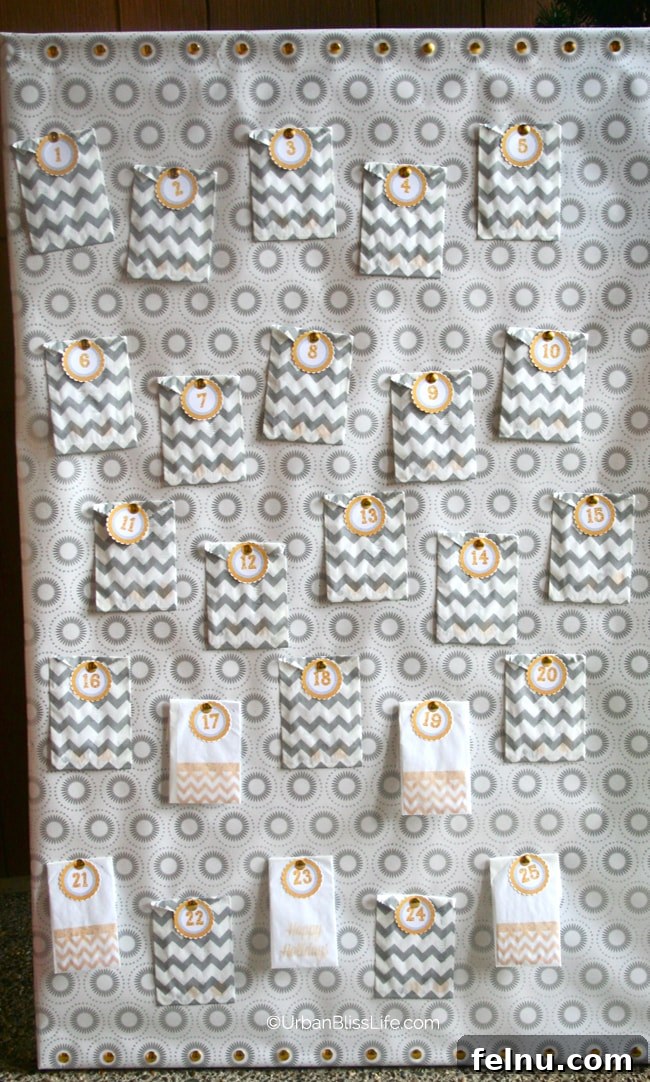 Shimmering Gold, Silver & White Countdown 2 DIY Advent Calendar