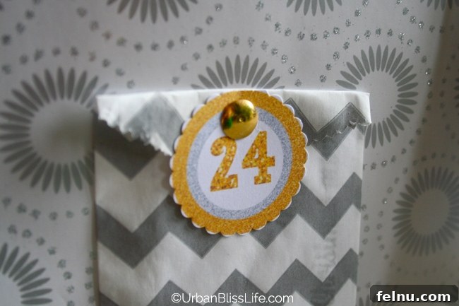 Shimmering Gold, Silver & White Countdown 7 DIY Advent Calendar