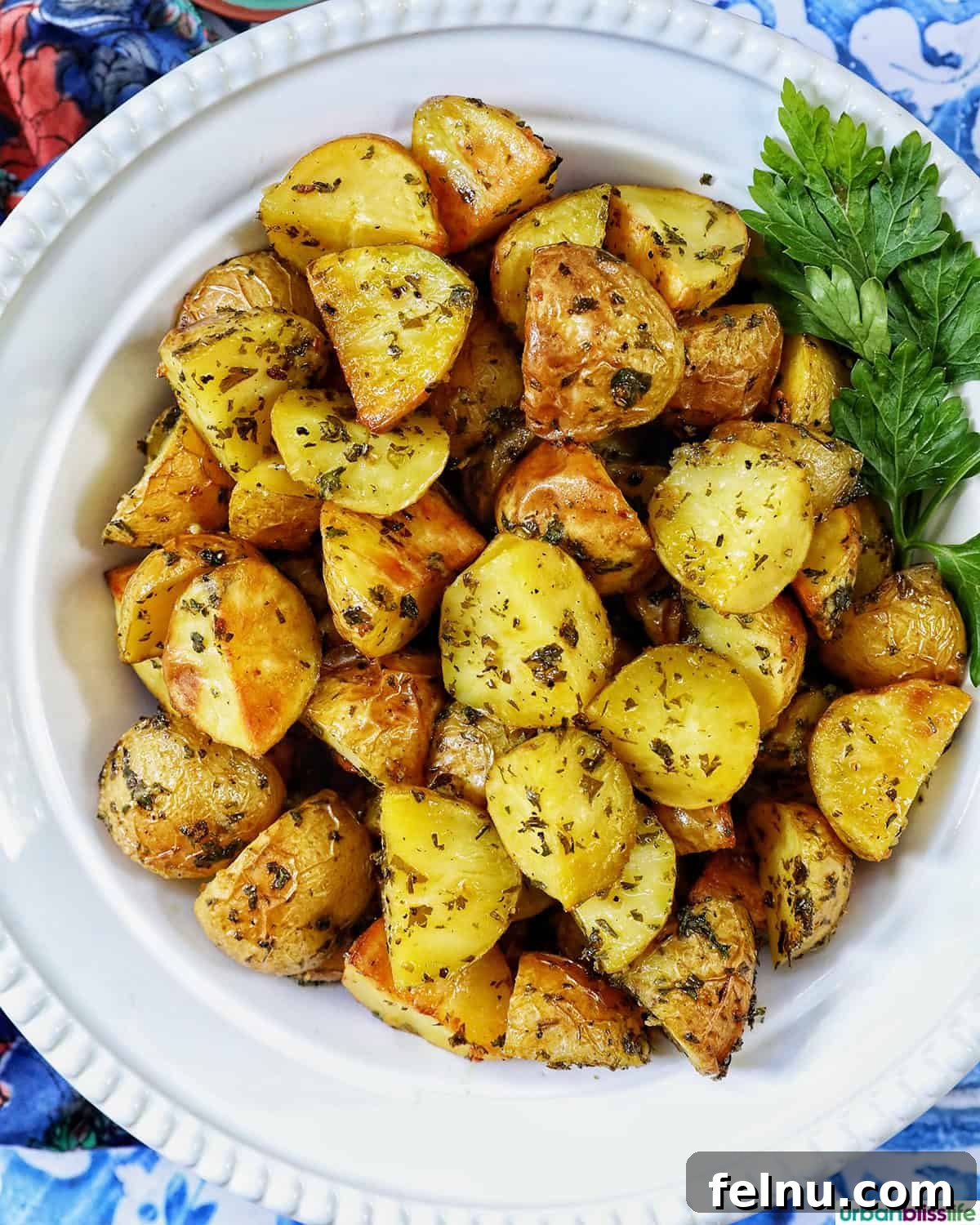 Herb-Infused Potato Delights 2 Bowl of perfectly roasted herby potatoes.