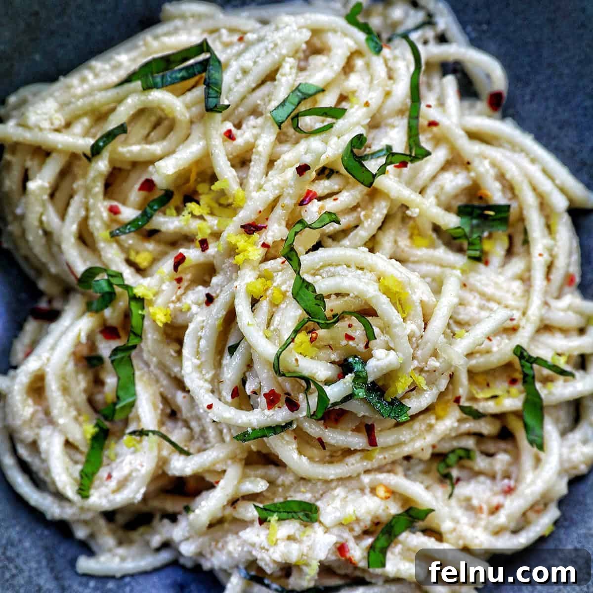 An unexpectedly delicious and creamy pasta featuring a unique tahini-based sauce.