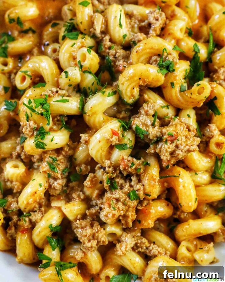 A clever and easy one-pot meal that captures all the comforting flavors of a cheeseburger in a dairy-free pasta dish.