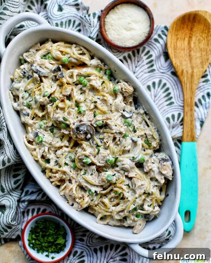 A convenient slow-cooker version of the classic turkey tetrazzini, delivering creamy pasta and tender turkey with minimal effort.