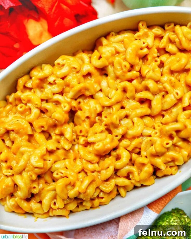 A creamy and comforting mac and cheese infused with sweet butternut squash, made quickly in a pressure cooker.