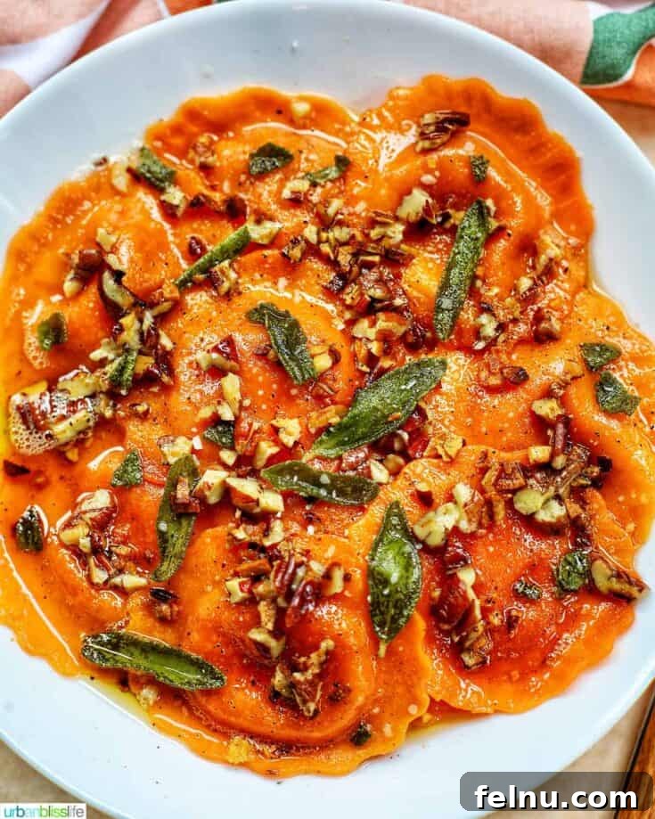 Elegant and seasonal, this dish features sweet butternut squash ravioli bathed in a fragrant brown butter and crispy sage sauce.