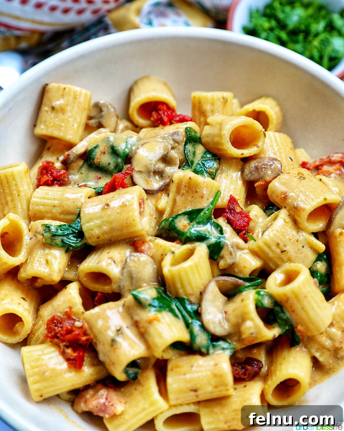 Cozy Fall Pasta Recipes 5 A bowl of vegetarian Marry Me Pasta, rich and creamy, ready to be enjoyed.