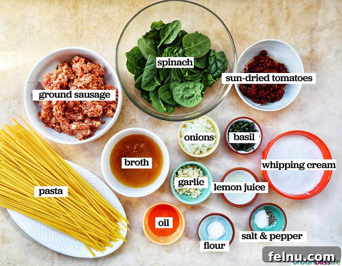 Tuscan Sausage Pasta Delight 5 Tuscan Sausage Pasta ingredients