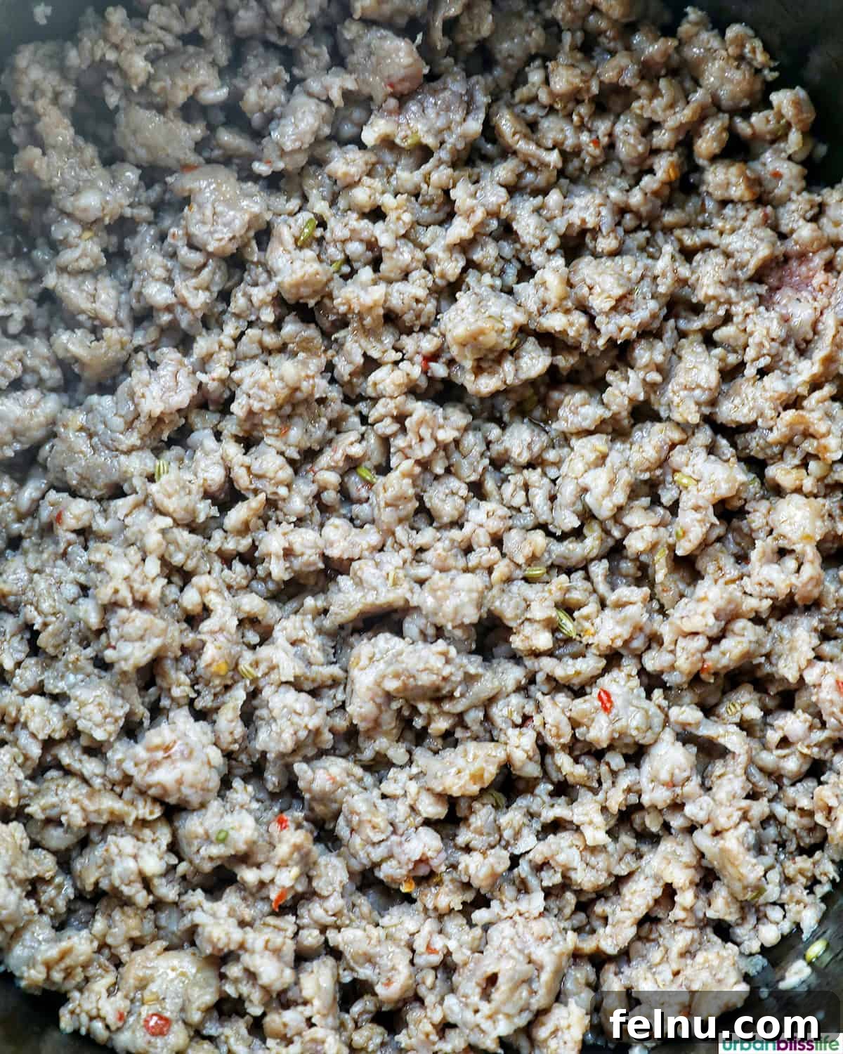 Smoky Sausage and Sweet Corn Chowder 6 Ground Italian sausage browning in a large Dutch oven.