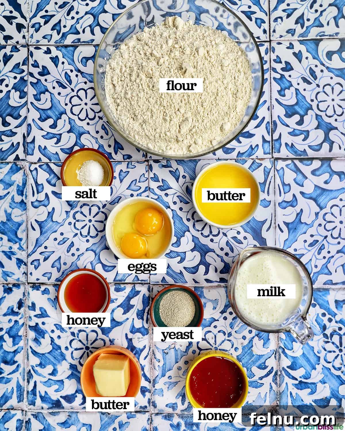 Ingredients for Honey Butter Rolls