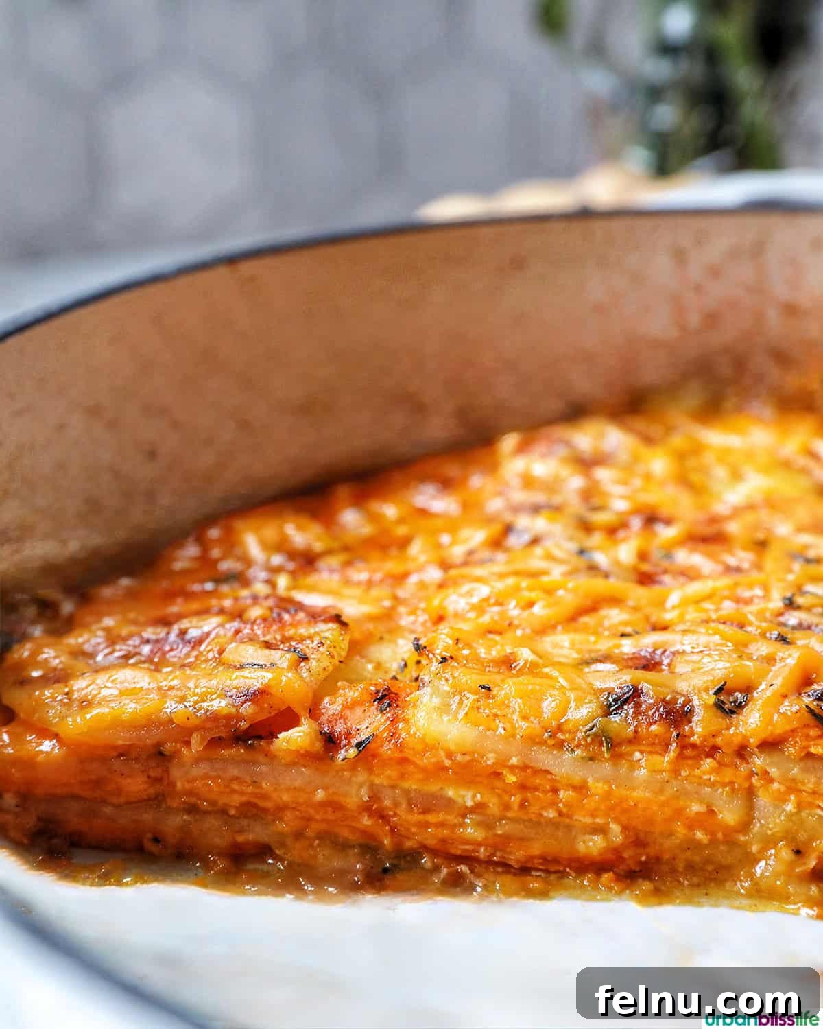 Sweet Potato Delight 3 Layers of Sweet Potato Gratin in a Pan