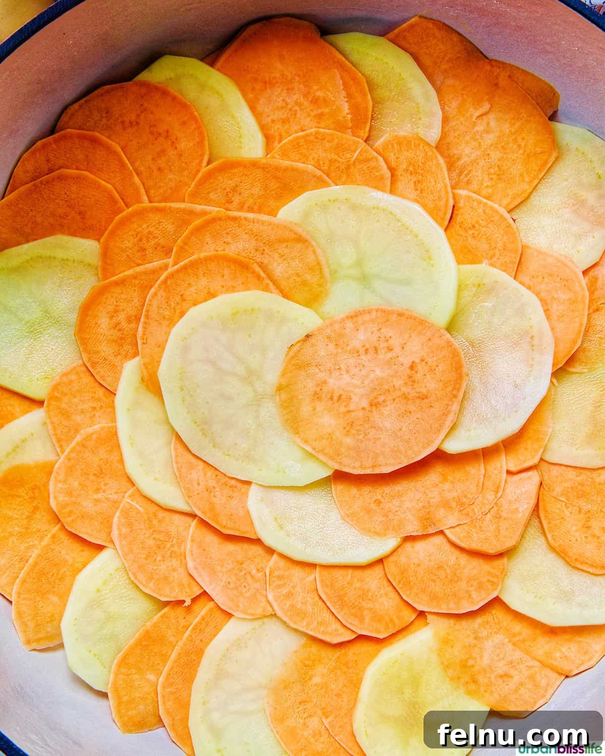 Sweet Potato Delight 6 Layering Sweet Potatoes in the Pan
