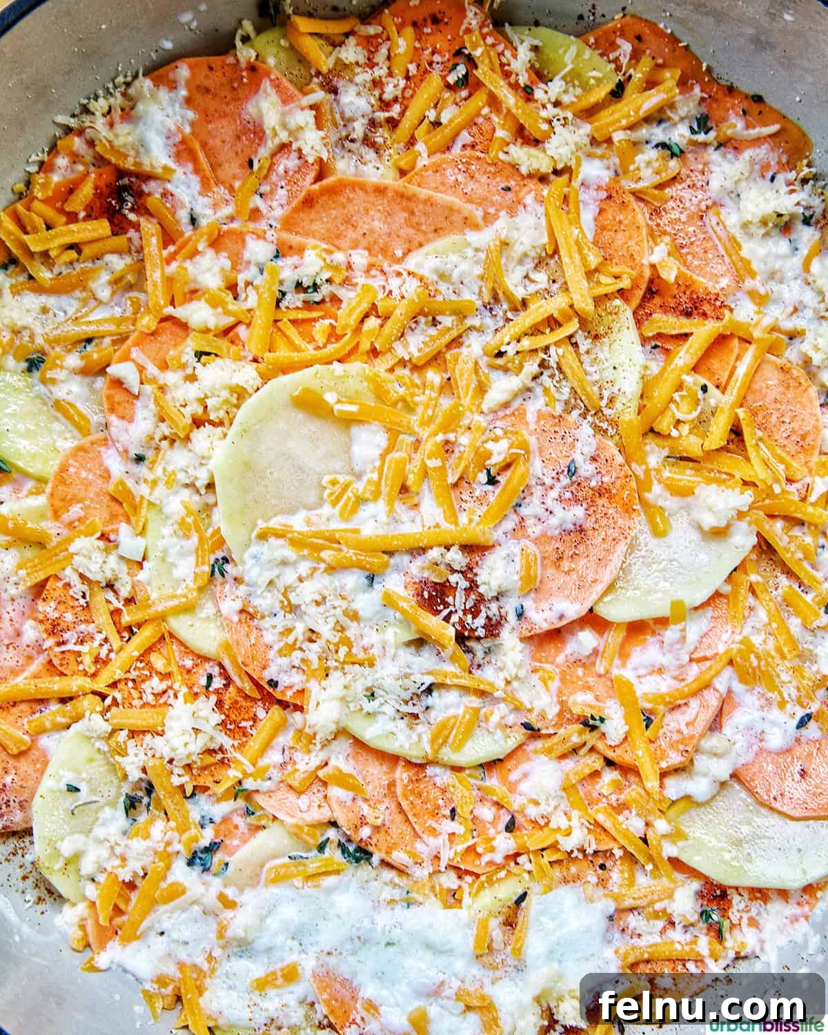 Sweet Potato Delight 8 Adding Cheese and Cream to the Sweet Potato Gratin