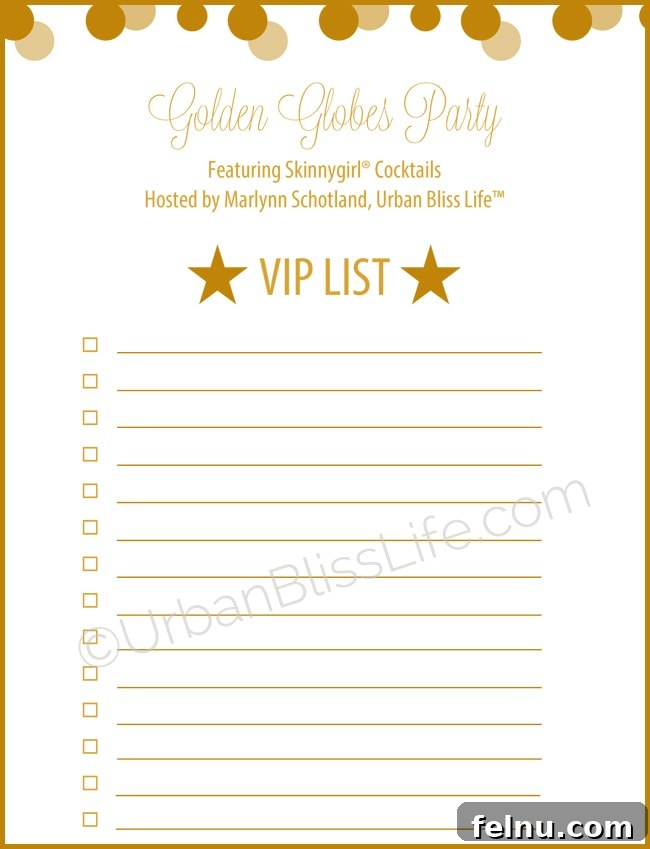 Golden Globes Awards Party VIP List