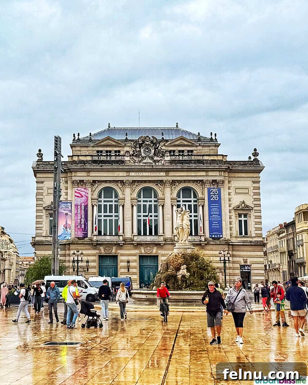 Montpellier Magic: Your Guide to a French Gem 16 Opéra Comédie and statue of the Three Graces at Place de la Comédie in Montpellier, France.