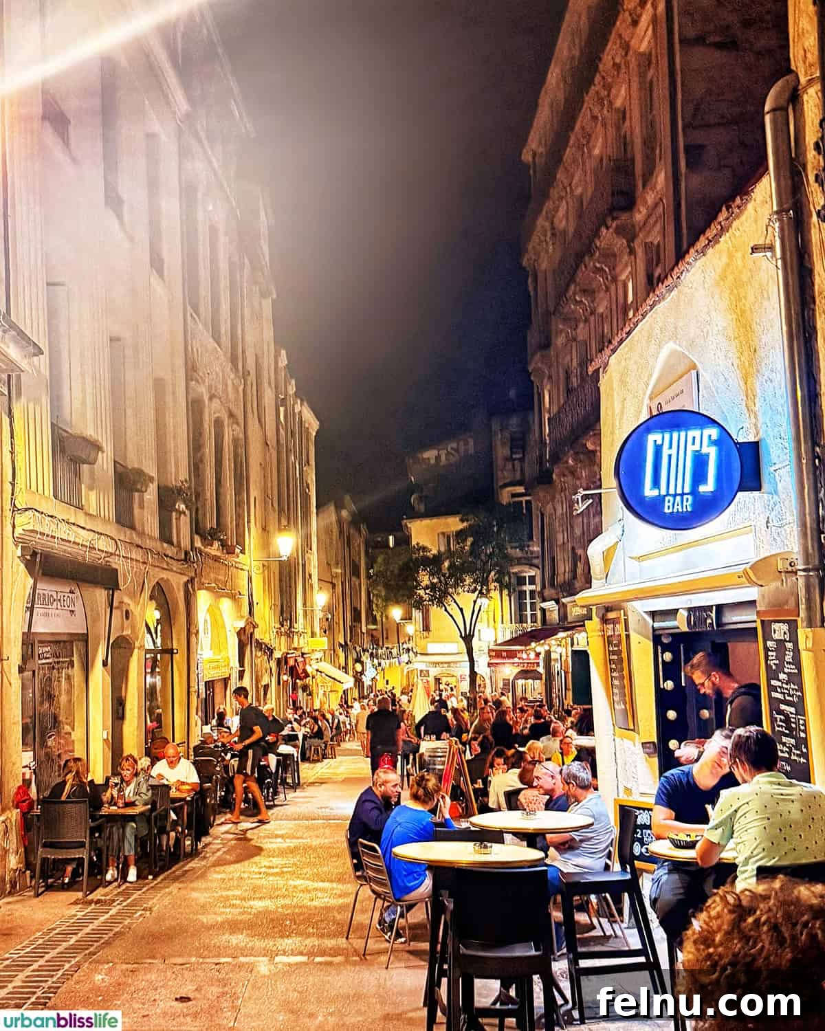 Montpellier Magic: Your Guide to a French Gem 20 The vibrant Saint Roch area of Montpellier, France, illuminated at night with bustling activity.