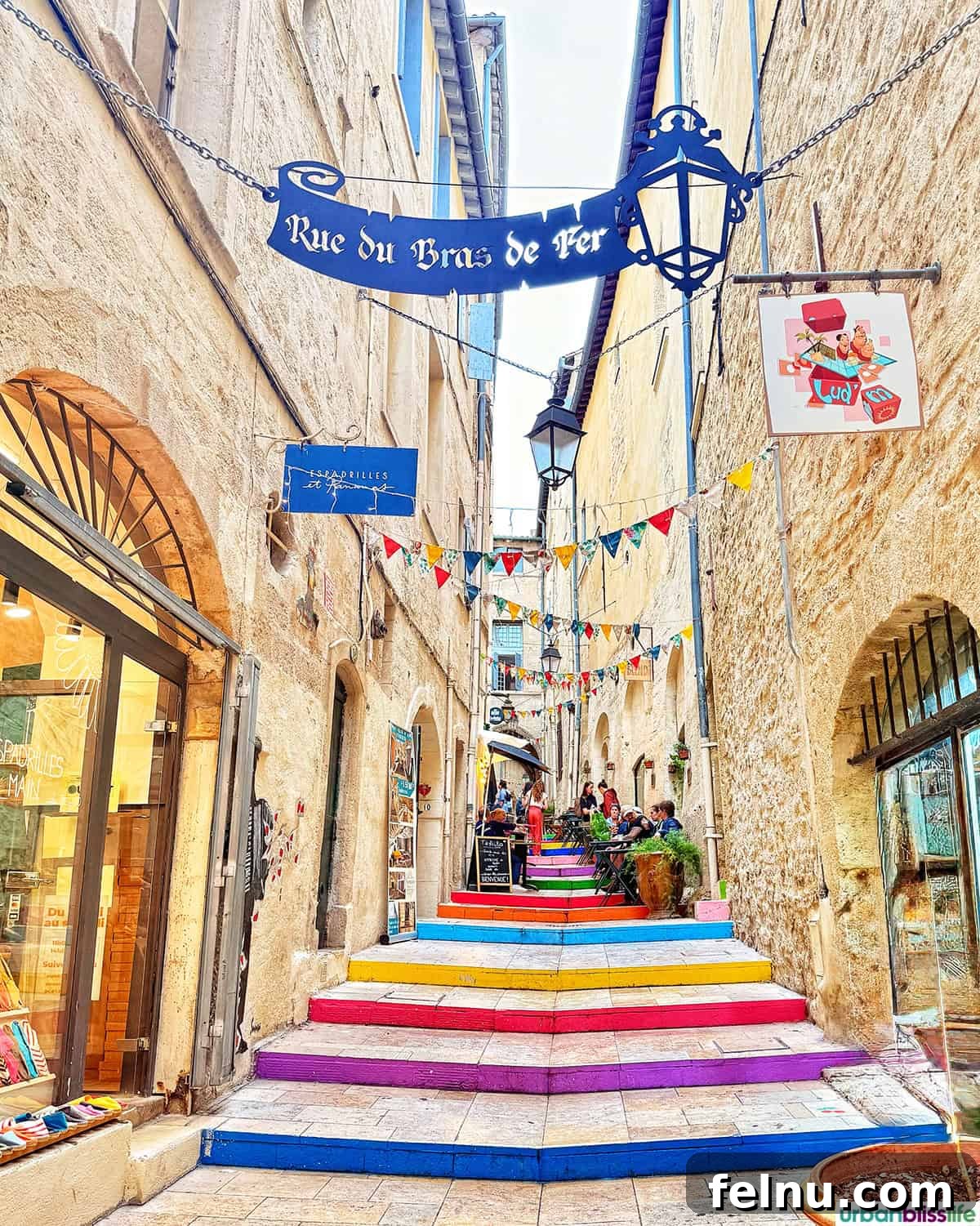 Montpellier Magic: Your Guide to a French Gem 3 Charming Rue Arc en Ciel with colorful steps in Montpellier, France, reflecting the city's vibrant character.