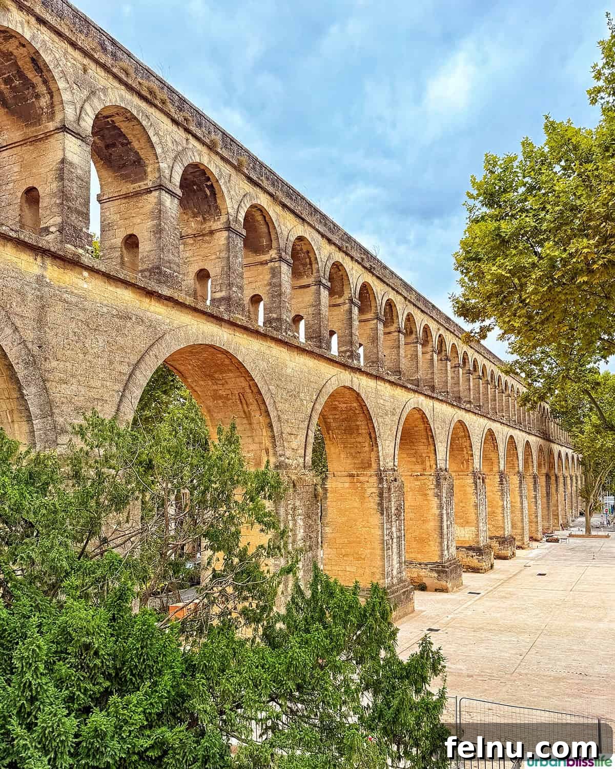 Montpellier Magic: Your Guide to a French Gem 10 Ancient Roman-inspired aqueduct in Montpellier, France, a marvel of 18th-century engineering.