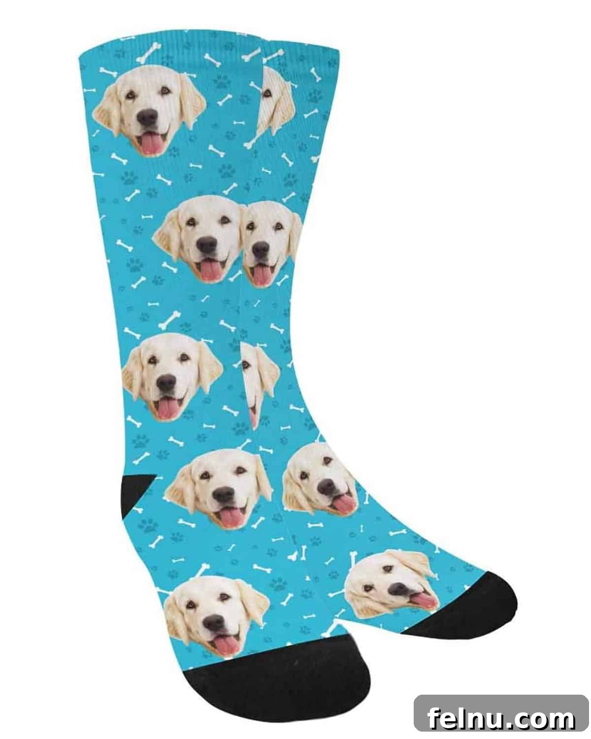 Top Dog Gifts for 2025 6 Personalized dog socks allow owners to showcase their dog's face on socks.