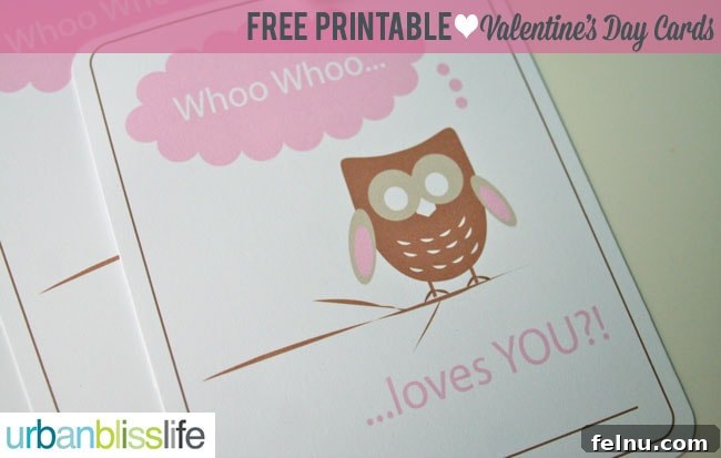 Whoo Loves You Free Printable Valentine's Day Card - Close Up