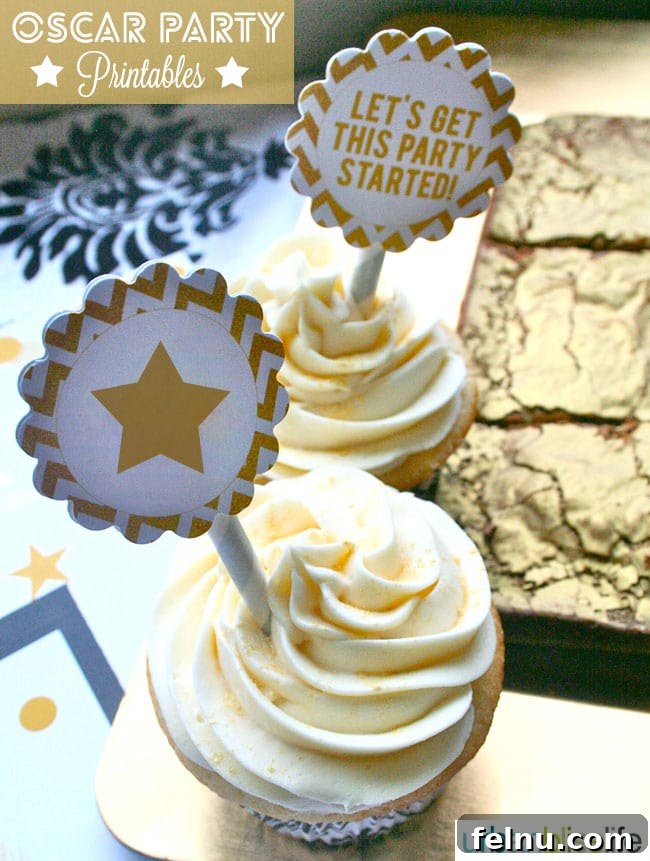 Red Carpet Ready Oscar Celebration 2 Academy Awards Party Cupcake Toppers Gift Tag Printables on UrbanBlissLIfe.com
