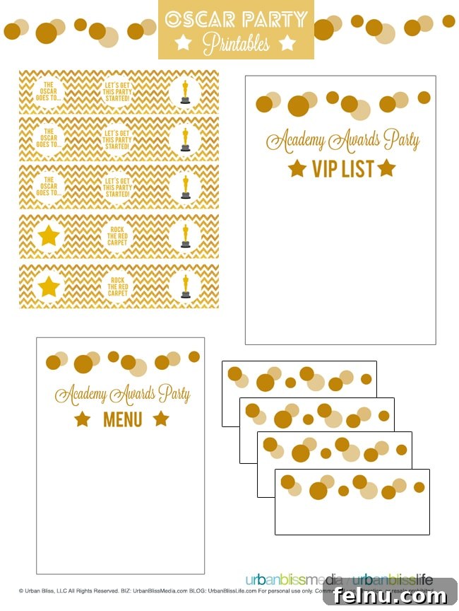 Red Carpet Ready Oscar Celebration 4 Oscar Party Printables Set by UrbanBlissLife
