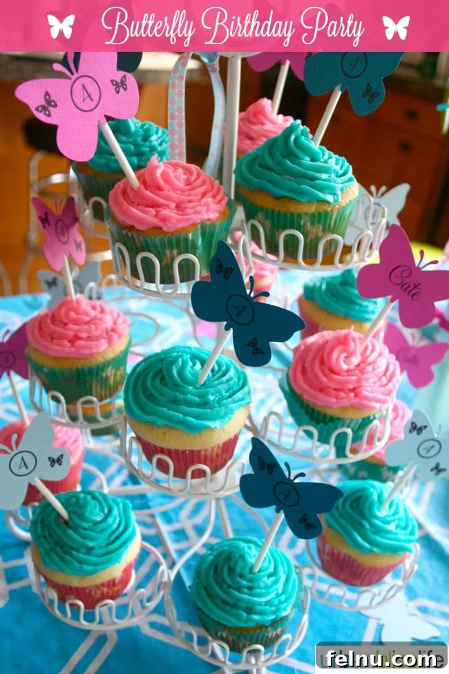 Butterfly Birthday Bash: Whimsical Celebrations 3 Butterfly Cupcake Centerpiece