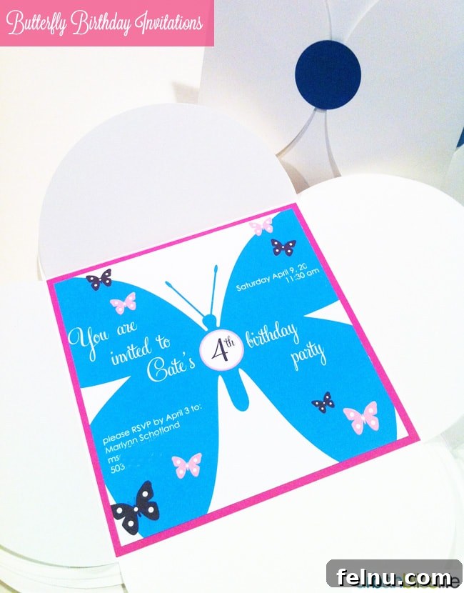 Butterfly Birthday Bash: Whimsical Celebrations 4 Butterfly Birthday Invitations